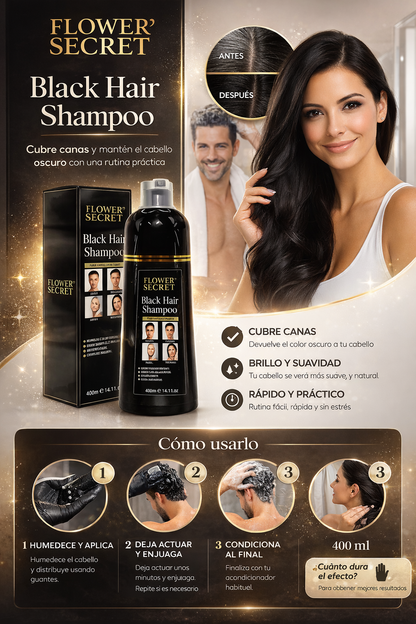 Shampoo Black Hair - Cubre Canas Permanente